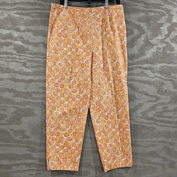 Talbots SZ 14P Pink Orange Tapered Ankle Resortwear Pants Side Zip Hip Pockets - Picture 1 of 12